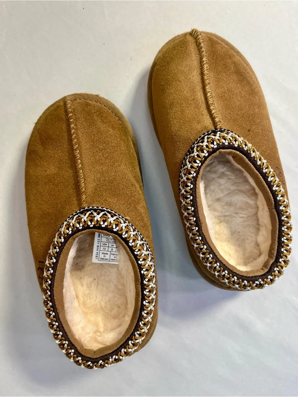 UGG Kids Chestnut Suede Slip-On Clog with Braided Trim